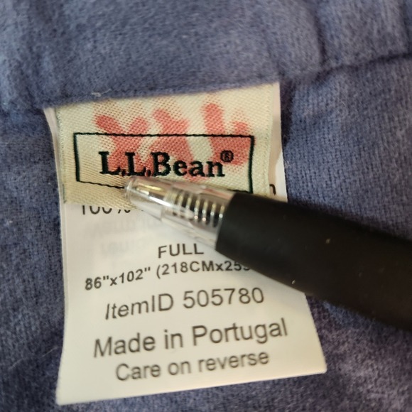 L.L. Bean 100% Organic Cotton Blue Flannel Fitted & Flat Sheet Set Full Size - Picture 4 of 8